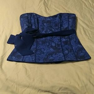 White House Black Market Blue Floral Bustier