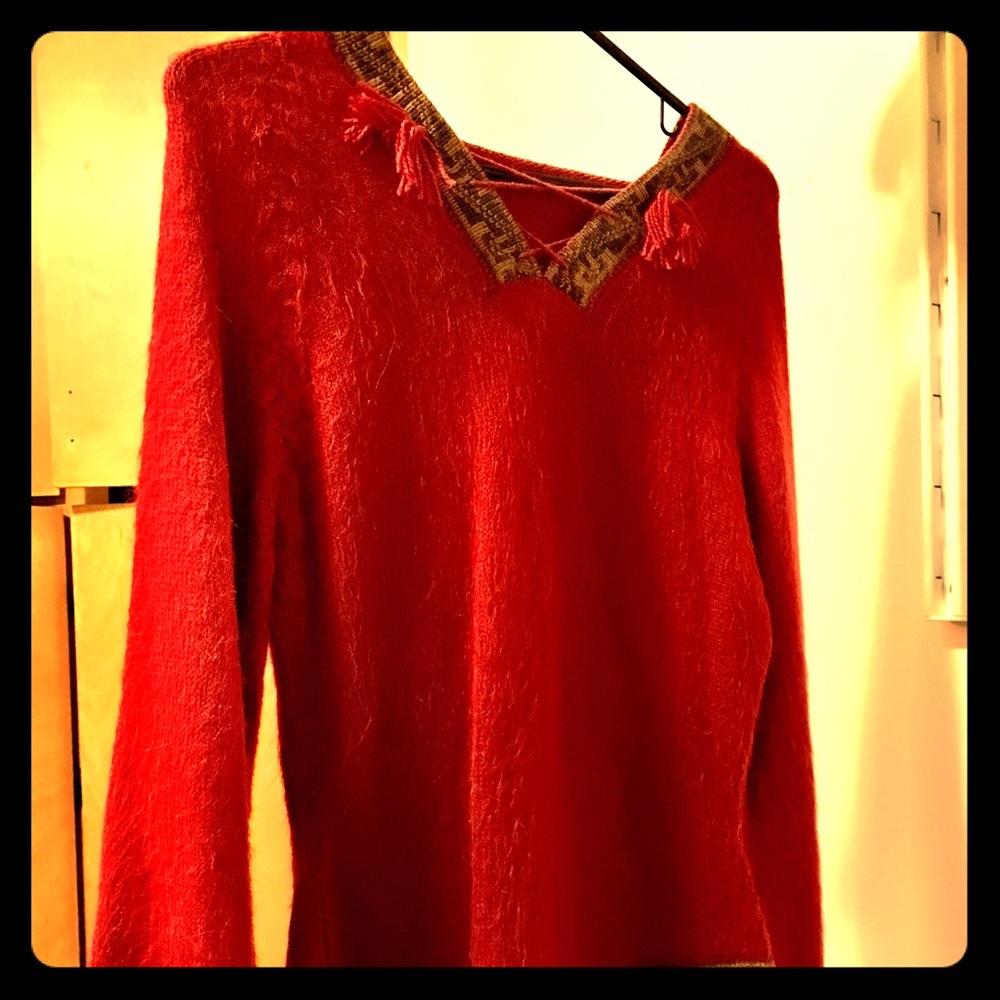 Beautiful handmade knit red sweater