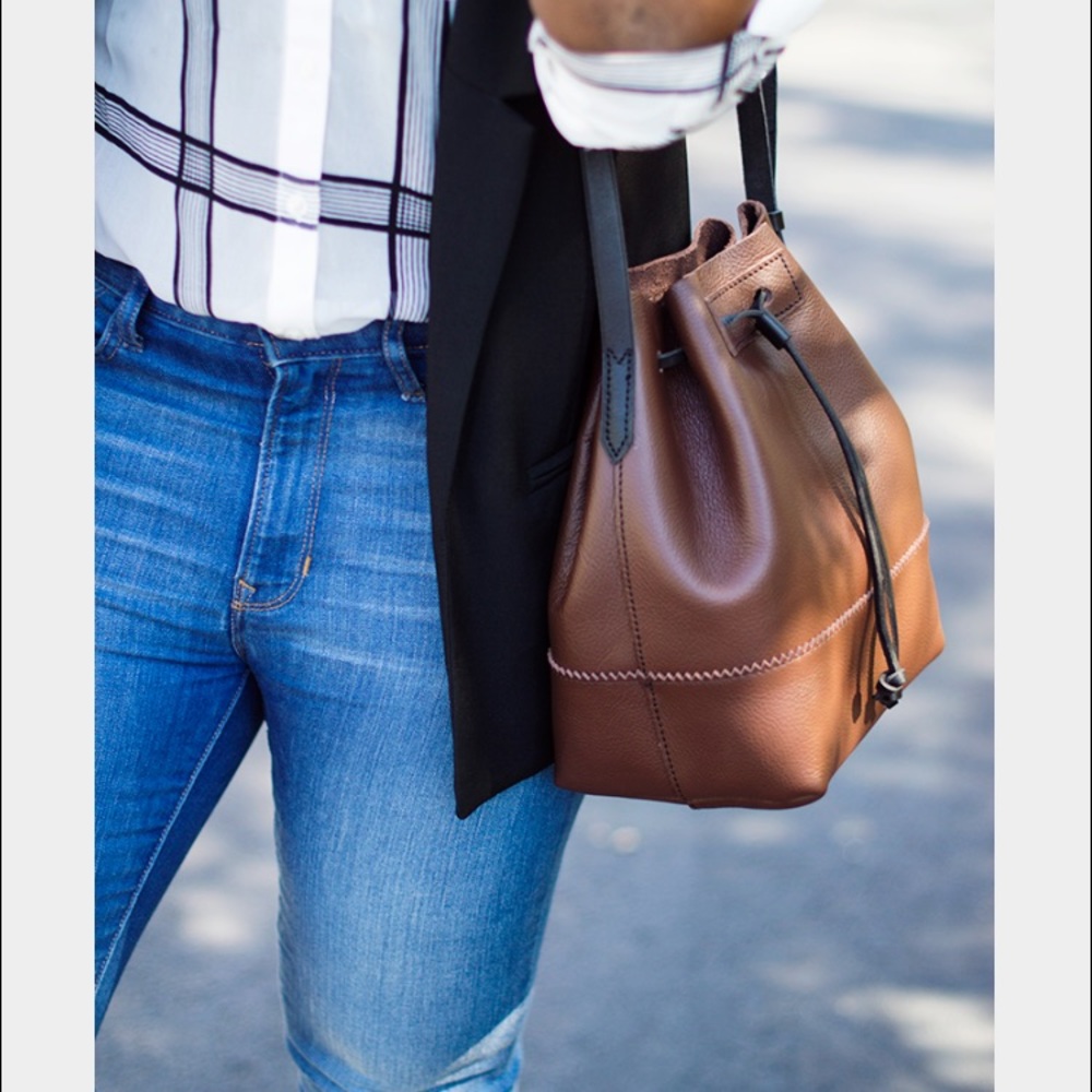 JCrew genuine leather bucket bag.