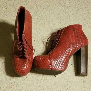 Platform laced Booties (Brick Red)