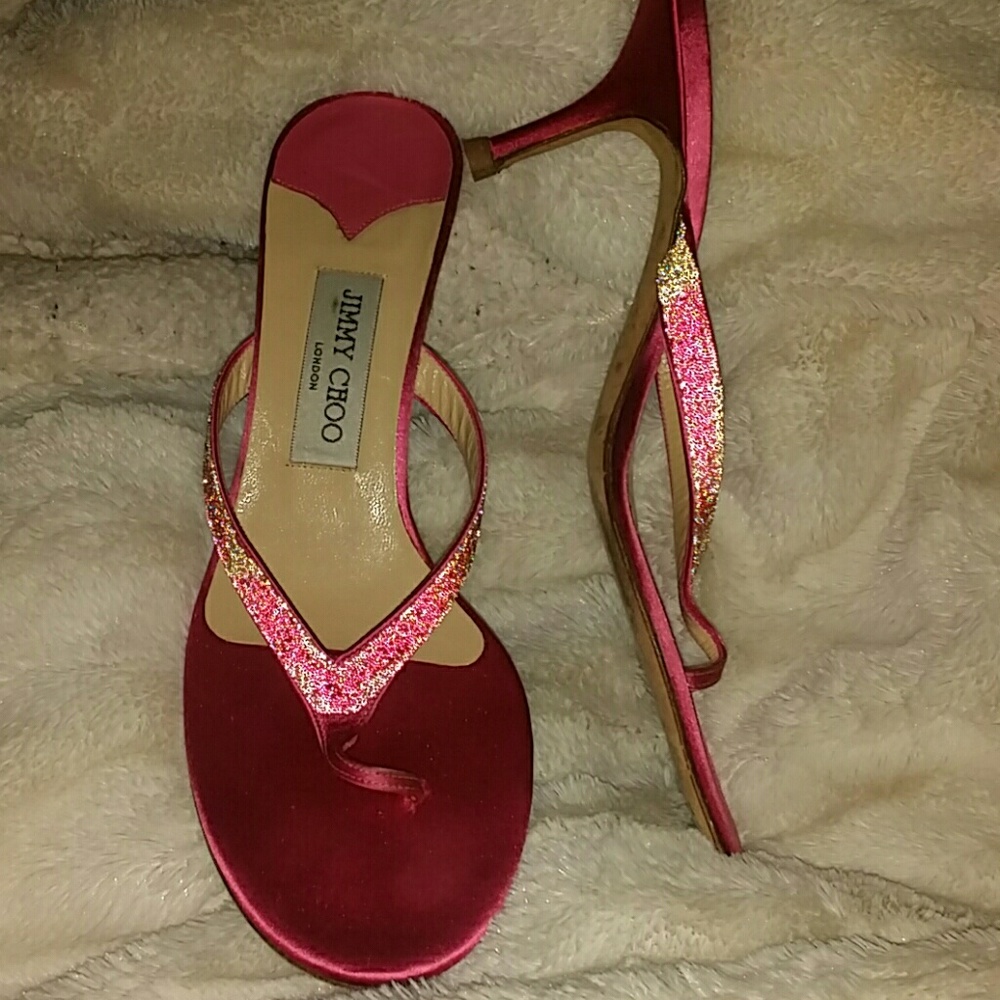 JIMMY CHOO SLIDE IN GLITTERY LOOK SANDALS