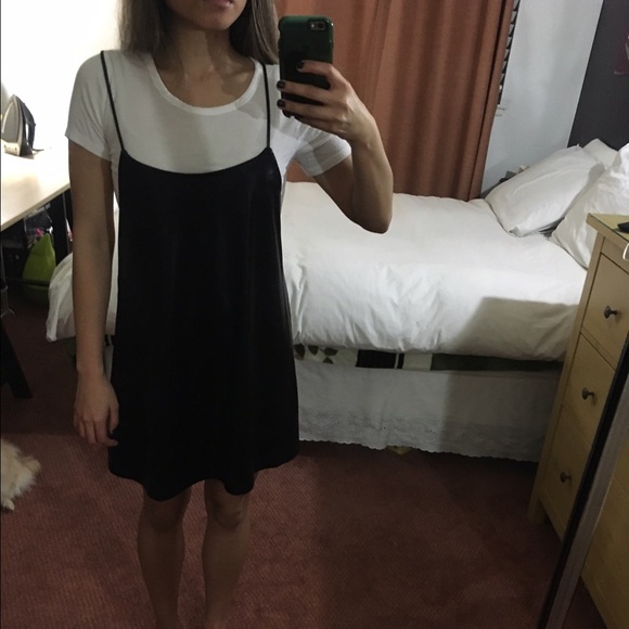 Shiny Black Slip Dress - Picture 3 of 4