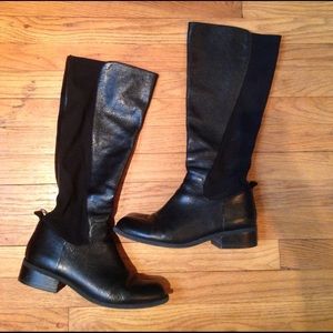Nine West Black Leather Stretch Boots Sz 9