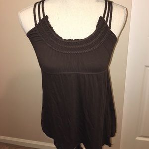 C Kien Brown Baby Doll Style Sleeveless Top