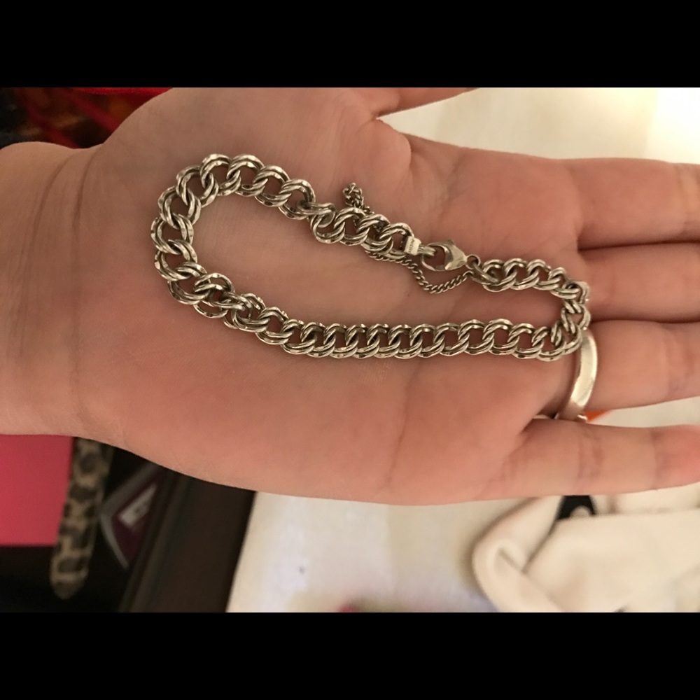 Light Double Curb Charm Bracelet