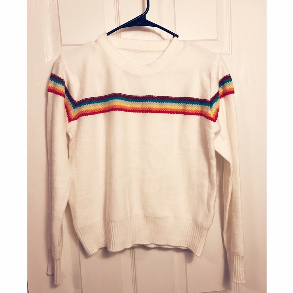 Vintage Sweater with Rainbow Stripe