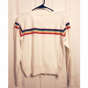 Vintage Sweater with Rainbow Stripe
