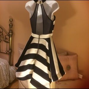 Navy blue and white striped dress