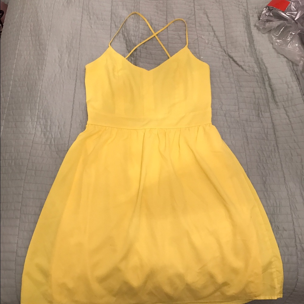 Open Back Yellow Skater Dress