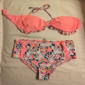 Coral Strapless Bikini