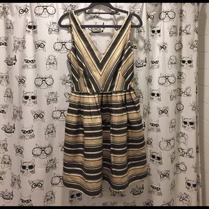 Jcrew factory gold and black stripe dress