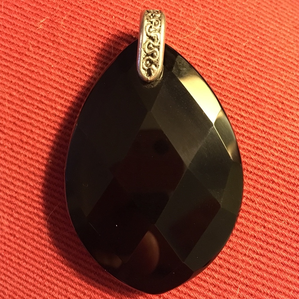 Black faceted pendant 2"