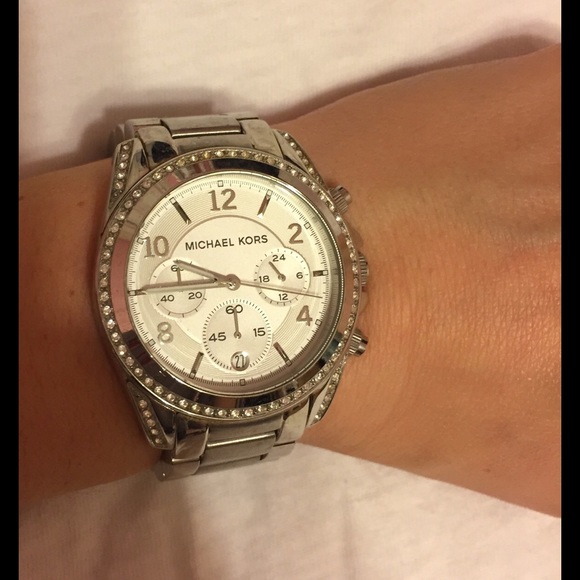 Michael Kors Accessories - SALE!! Silver Michael Kors watch with rhinestones