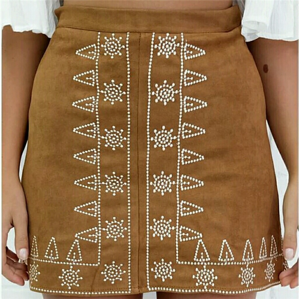 Vegan Suede Pattern Skirt - Picture 5 of 6
