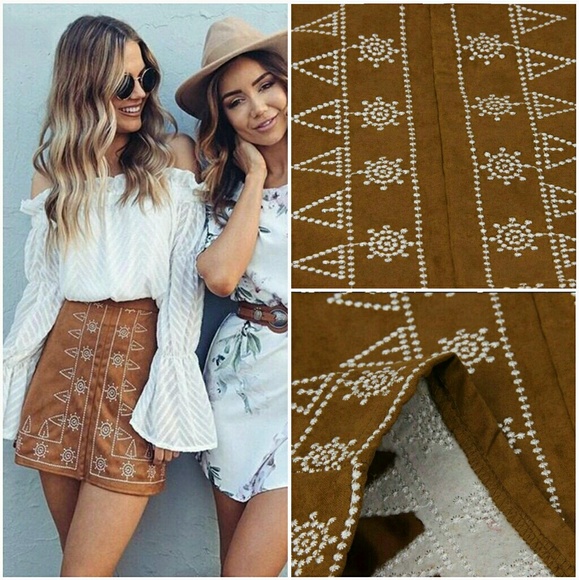 Vegan Suede Pattern Skirt - Picture 3 of 6