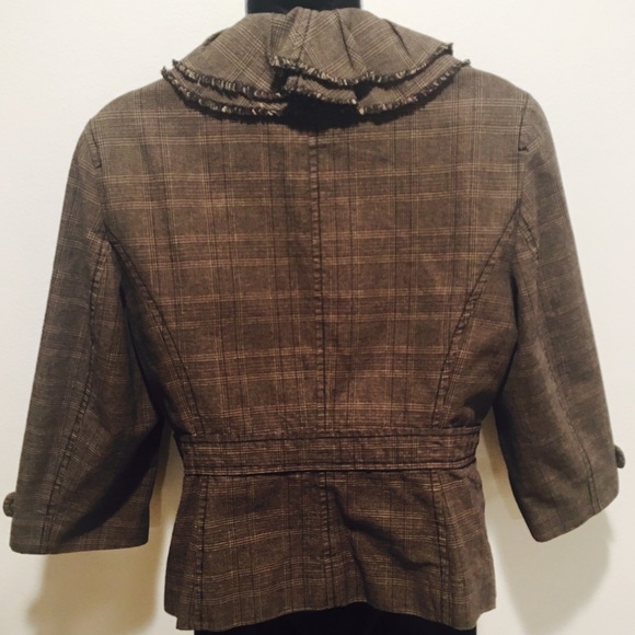 ANN TAYLOR LOFT herringbone flounce fringe blazer - Picture 3 of 8