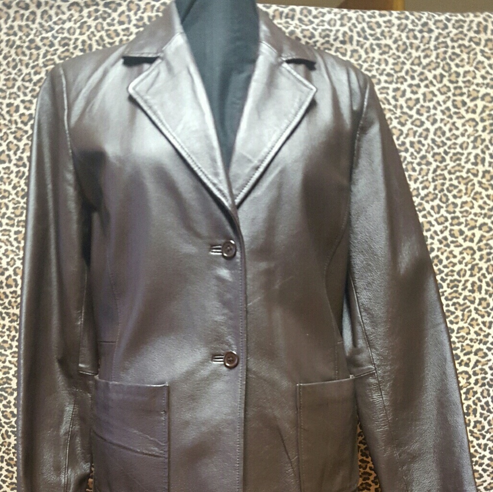 TOWER HILL COLLECTION  WOMEN LEATHER BLAZER Sz 12