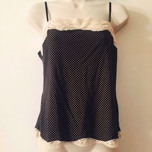 ann taylor loft polka dot beige/black cami