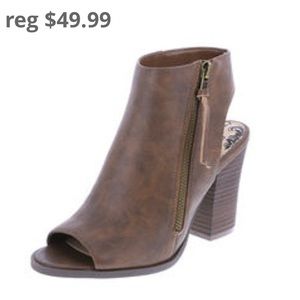 Size 6 cognac brown leather open toe booties.
