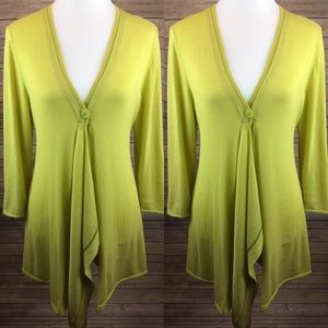 Anthropologie SPARROW Lime Grand Drape Cardigan