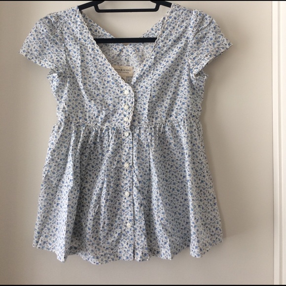 Denim & Supply-Ralph Lauren blue floral flowy top - Picture 1 of 4