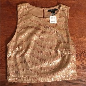Champagne and Gold Sequined Crop Top
