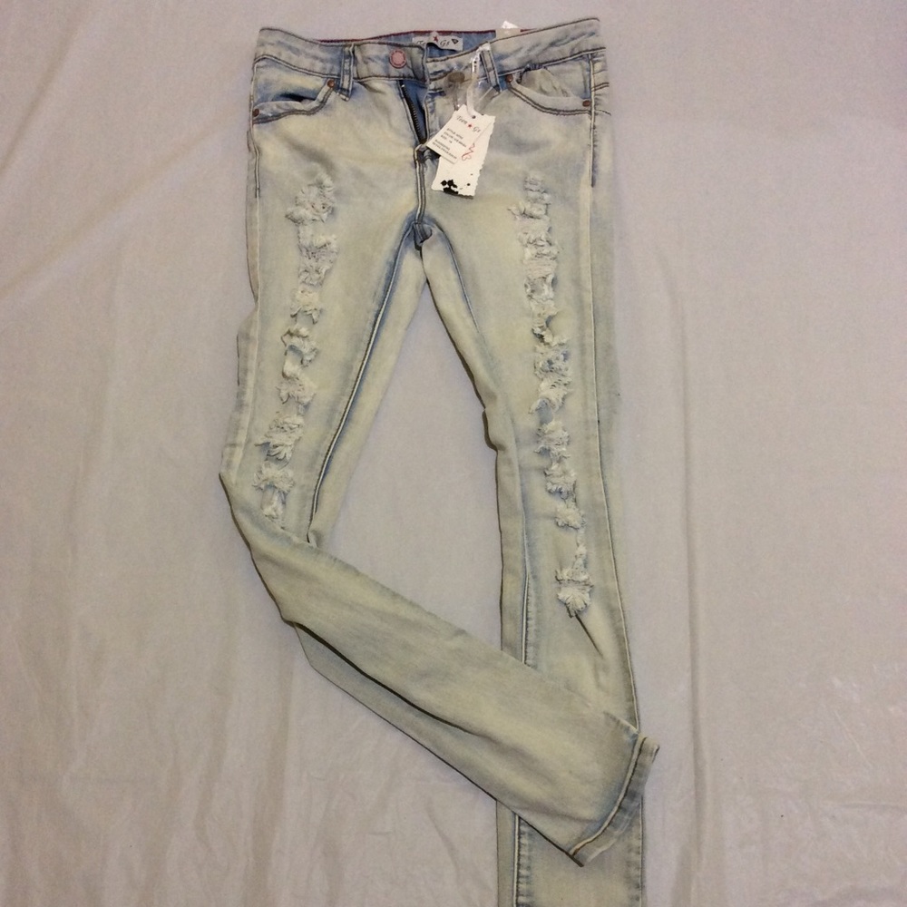 Teen G's Big Girls Skinny blue Fashion Rips jeans