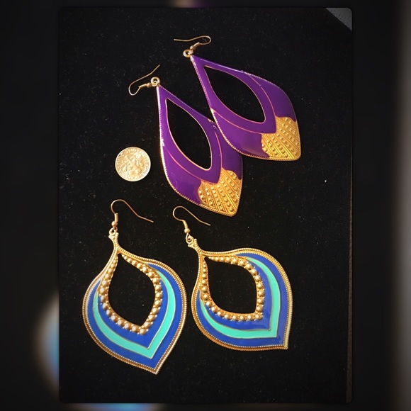 Jewelry - Fashion earrings purple/ turquoise colored