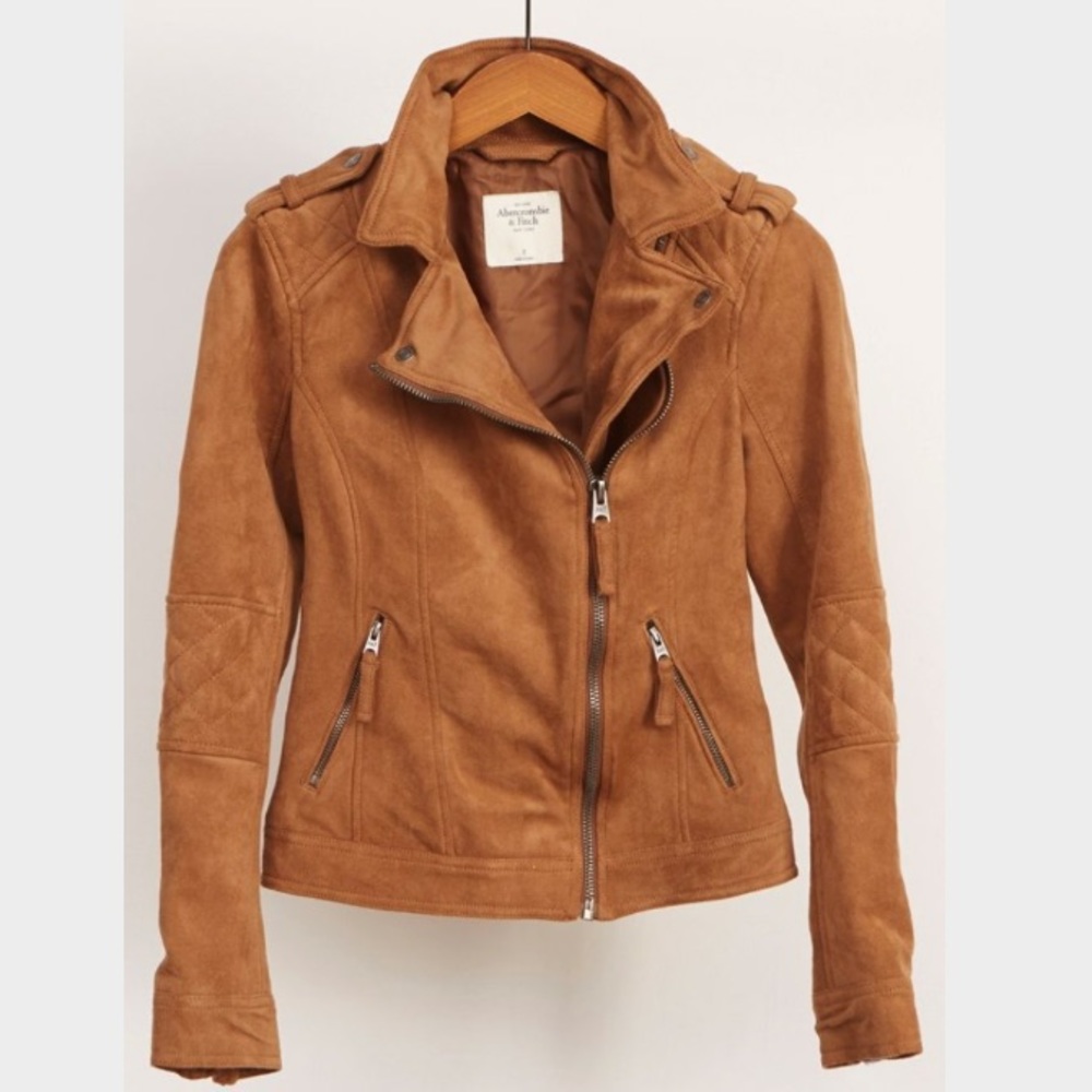 Abercrombie & Fitch Suede Camel Moto Jacket