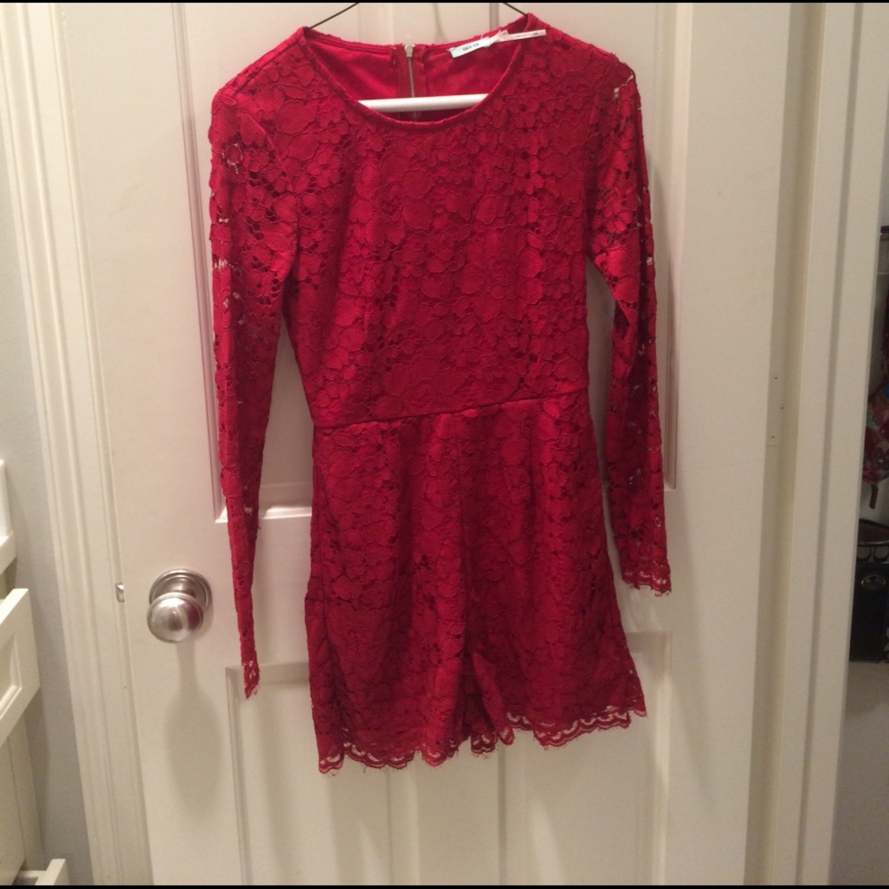 Beautiful red lace romper! URBAN OUTFITTERS