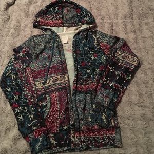 Lucky Brand hoodie, tapestry style pattern.