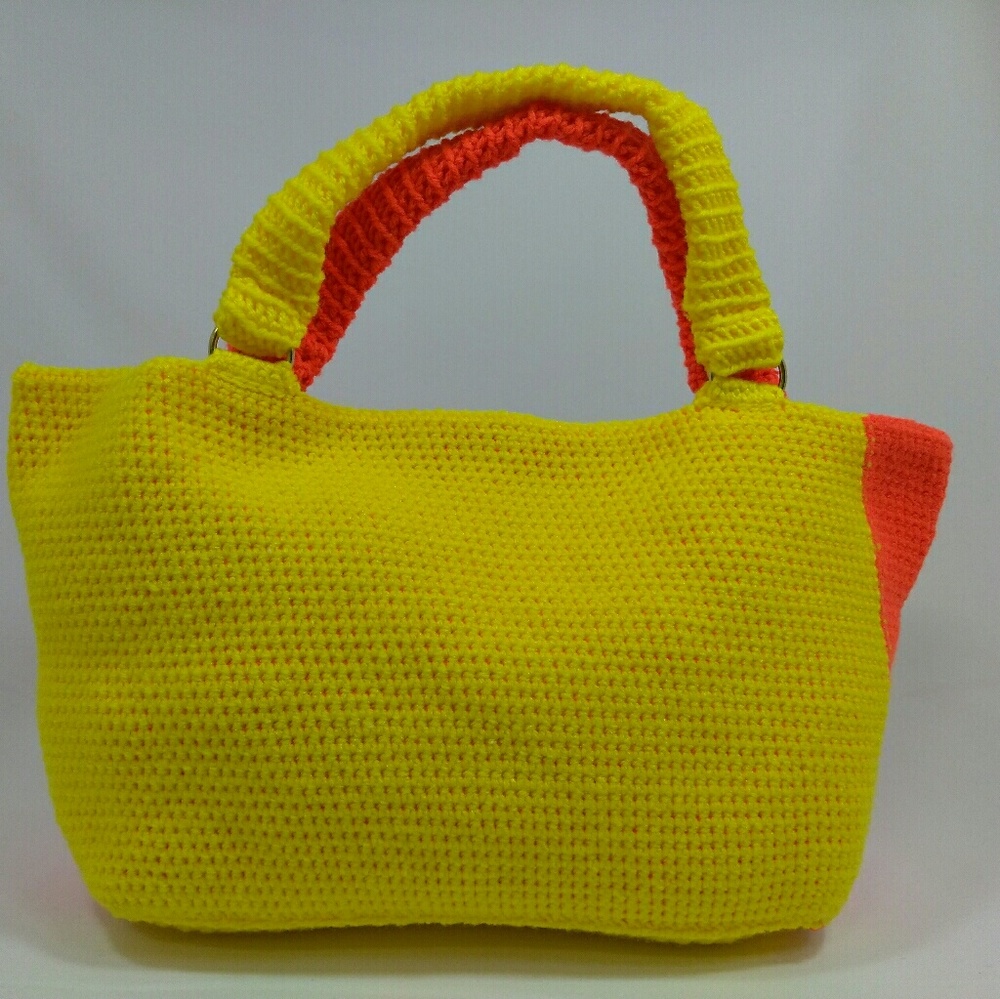 Yellow/Orange crochet women handbag