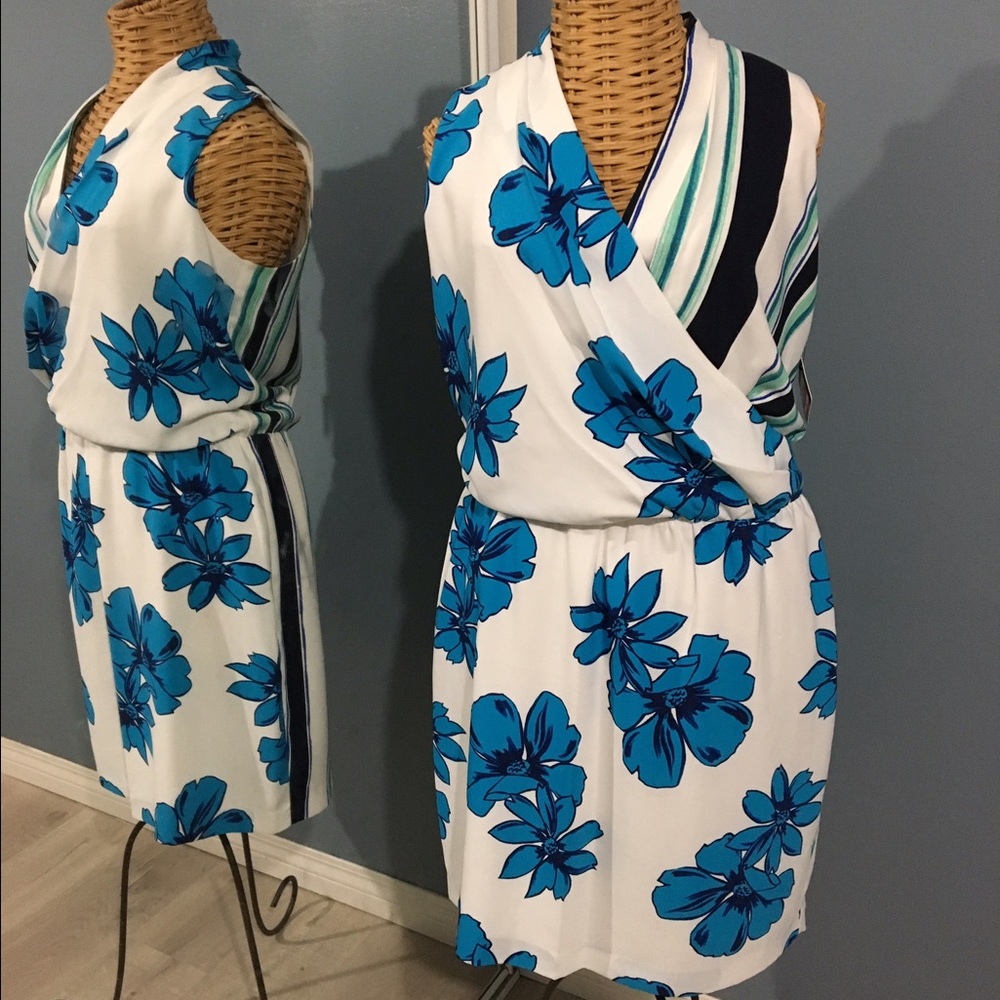 Halogen White with Blue Flowers Dress M