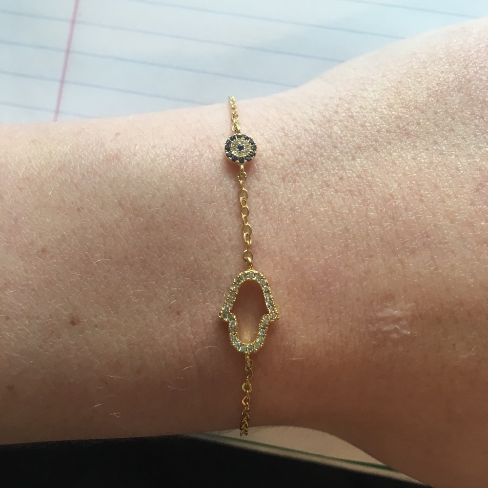 Jerusalem Gold Diamond Hamza Bracelet