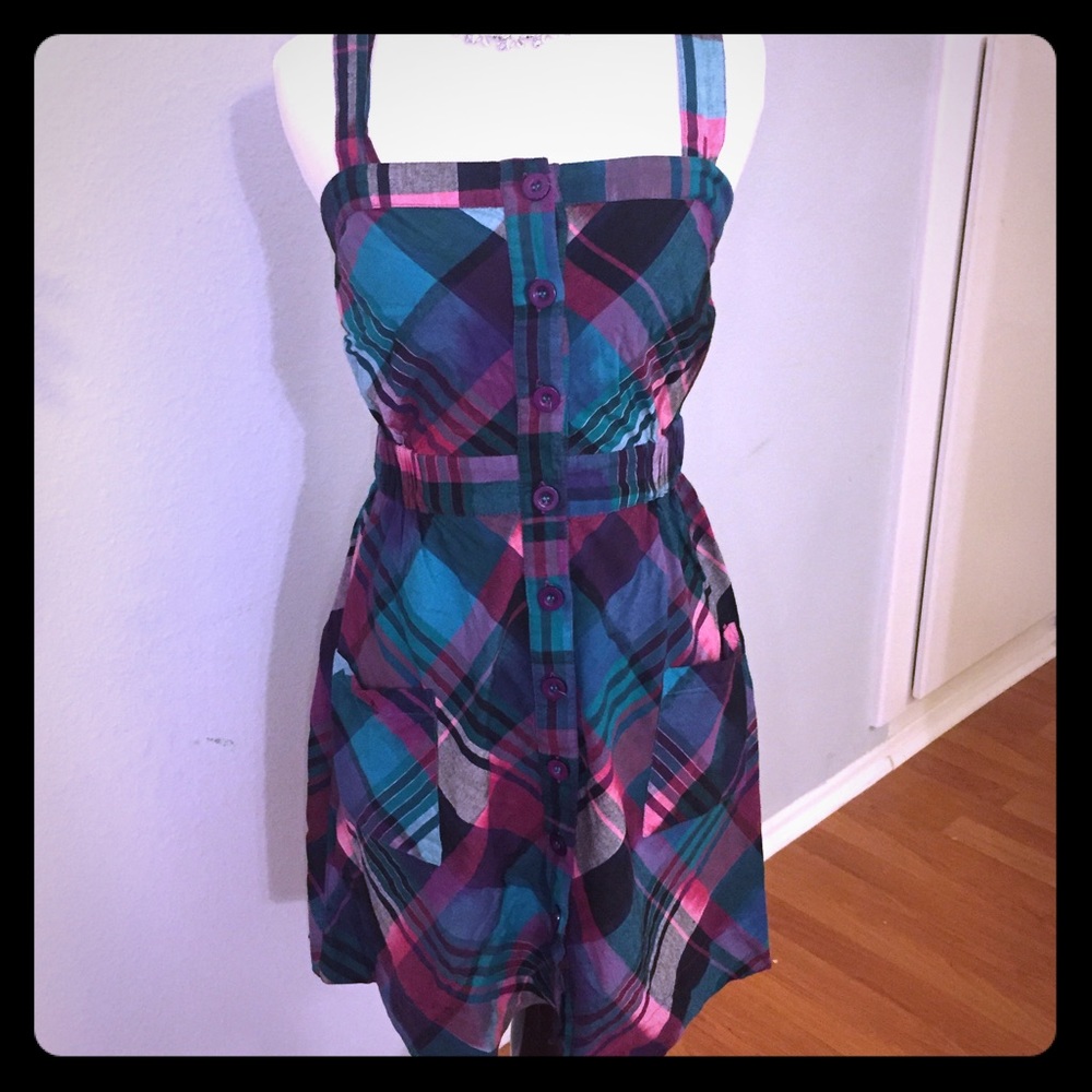 Plaid button up dress