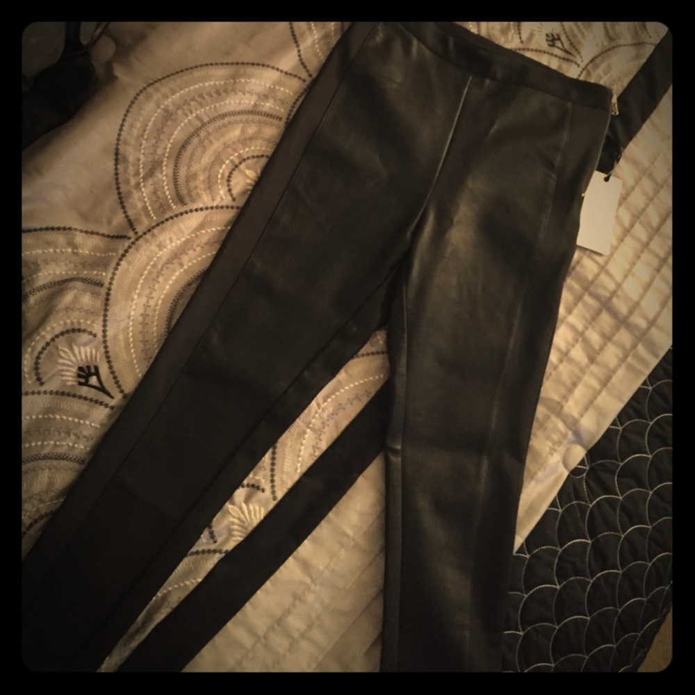 High rise faux leather pants