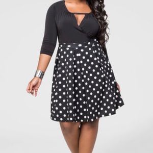 Retro black and white polka dot a-line skirt