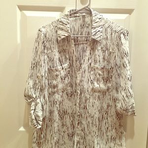 White and black patterned Express Portofino shirt