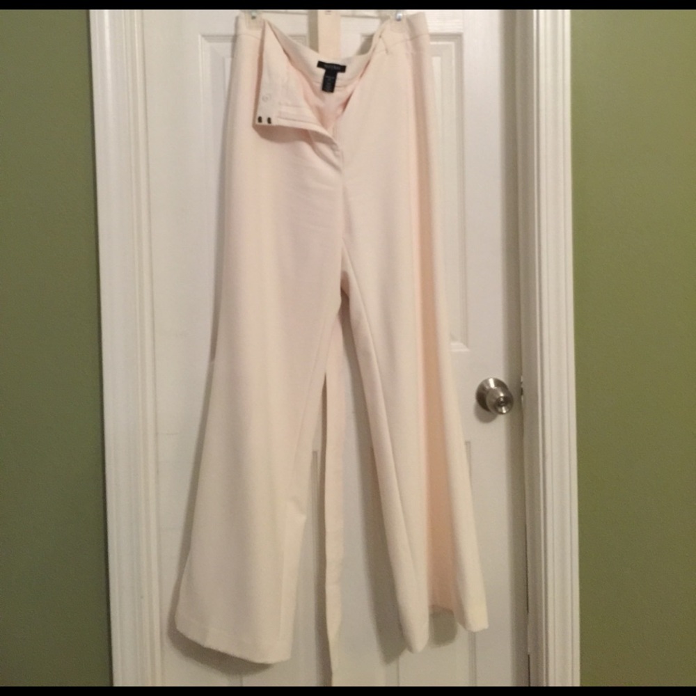 Cream wide leg dress pants