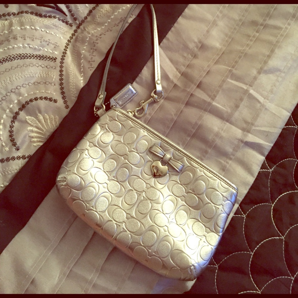 Silver coach wristlet