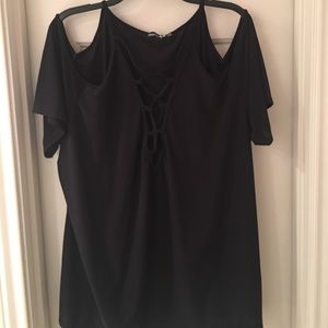 Mana open shoulder lace up top