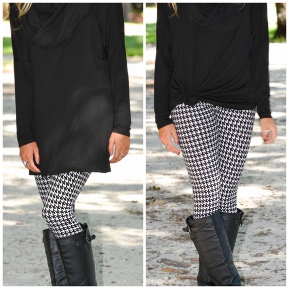 New Houndstooth Microfiber Leggings - Picture 2 of 2