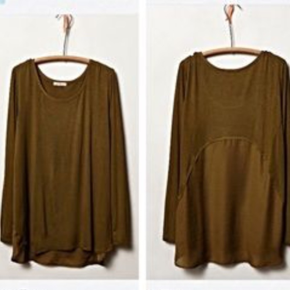 ANTHROPOLOGIE BORDEAUX MOSS SHEER BACK TOP SMALL