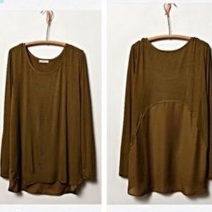 ANTHROPOLOGIE BORDEAUX MOSS SHEER BACK TOP SMALL