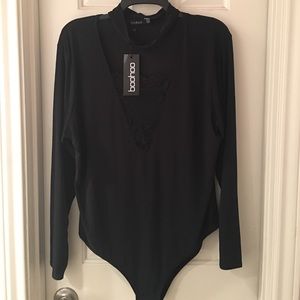 Black Detailed Bodysuit