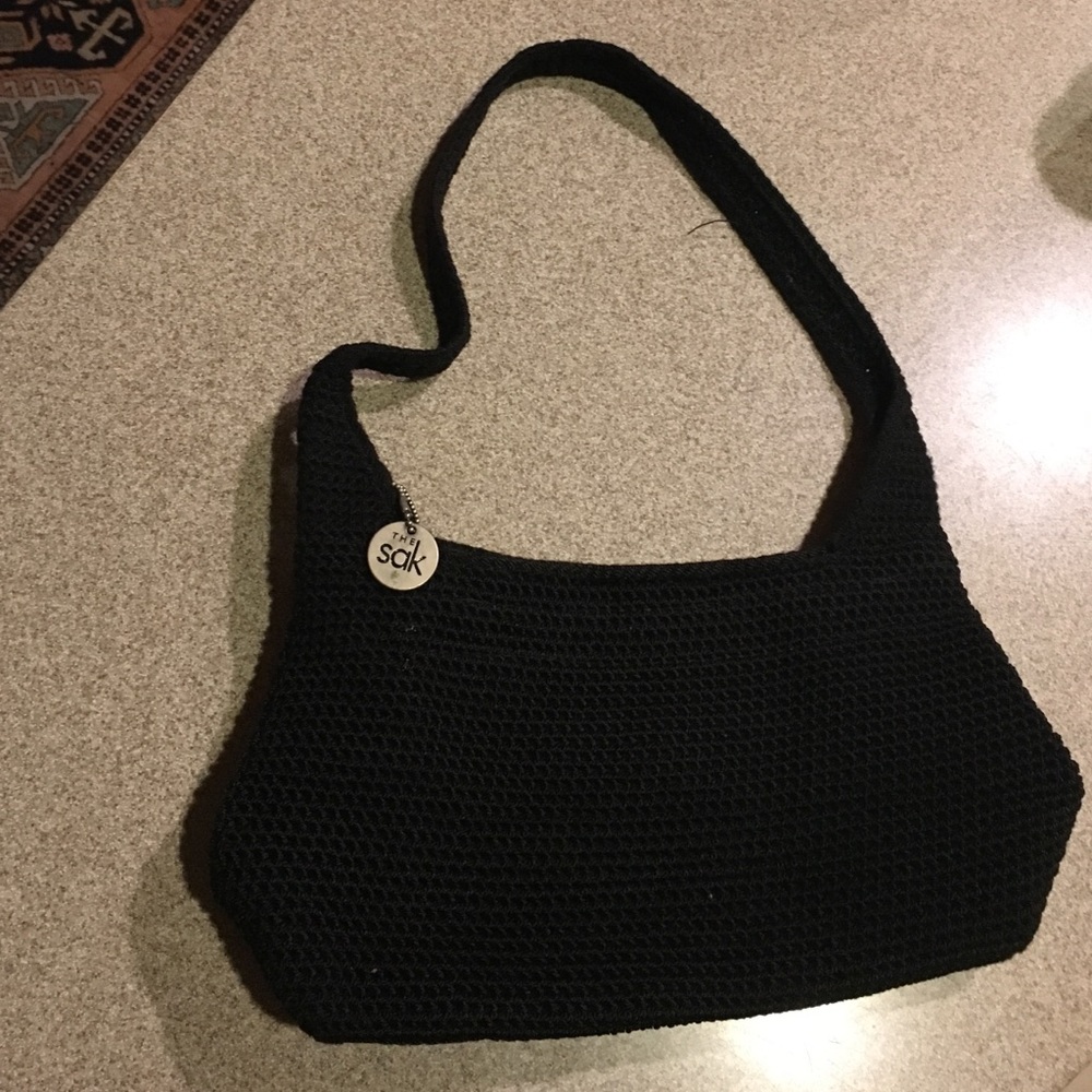 Black crotchet shoulder bag
