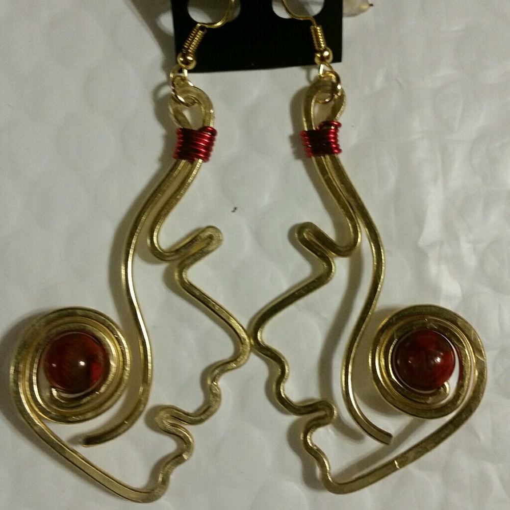 Gold and Red Women Earrings