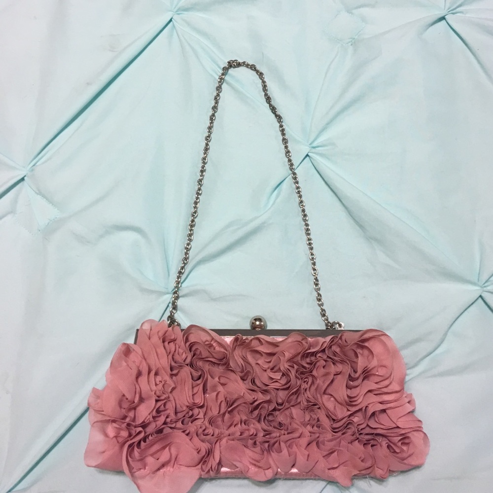 Pink Clutch with metal strap