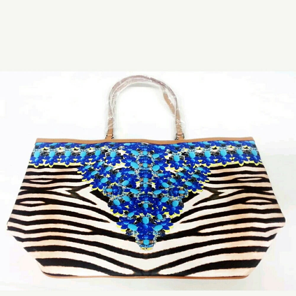 Stella & Dot Capri Zebra Jeweled Tote and Clutch