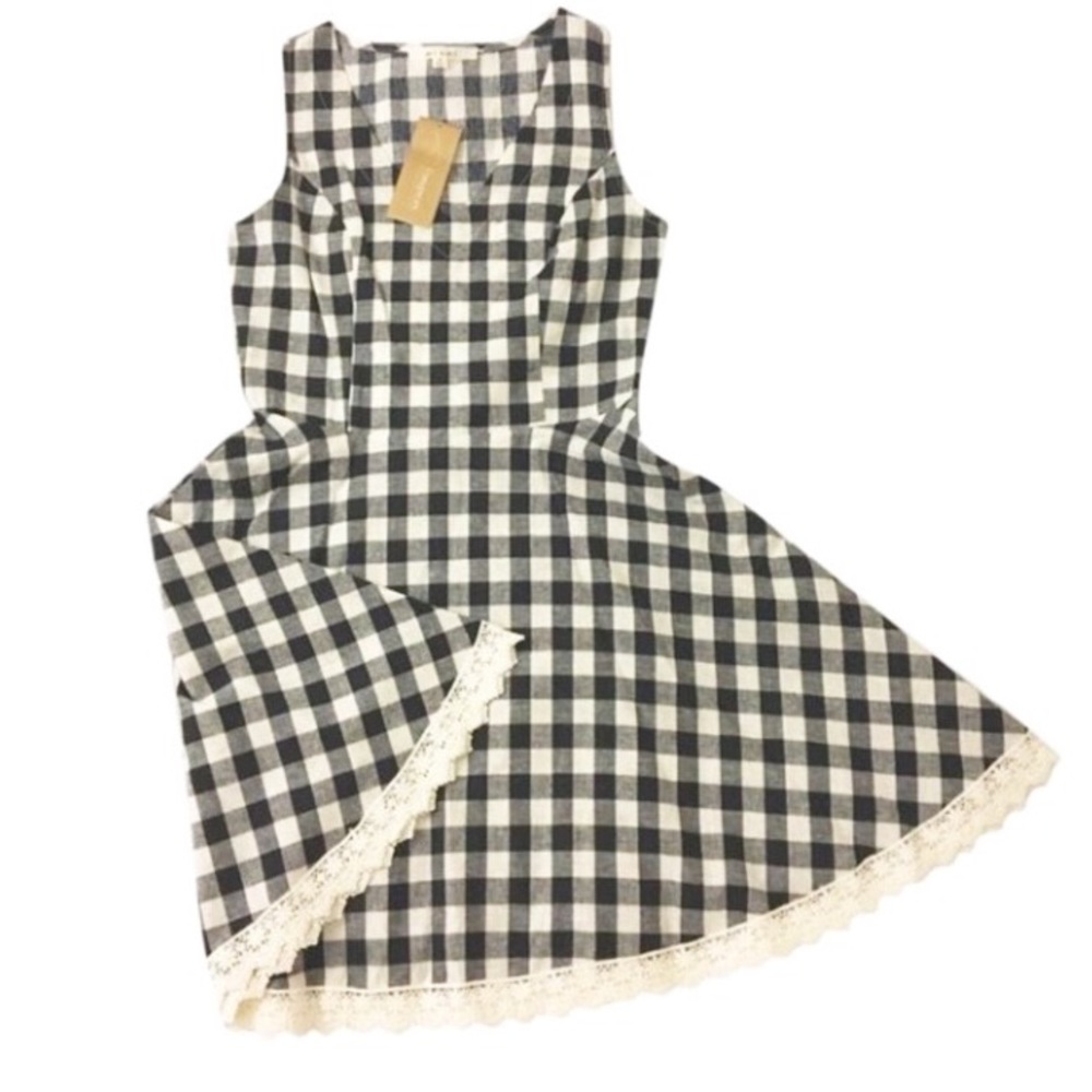 Francesca Plaid Black and White Dress